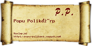 Popu Polikárp névjegykártya